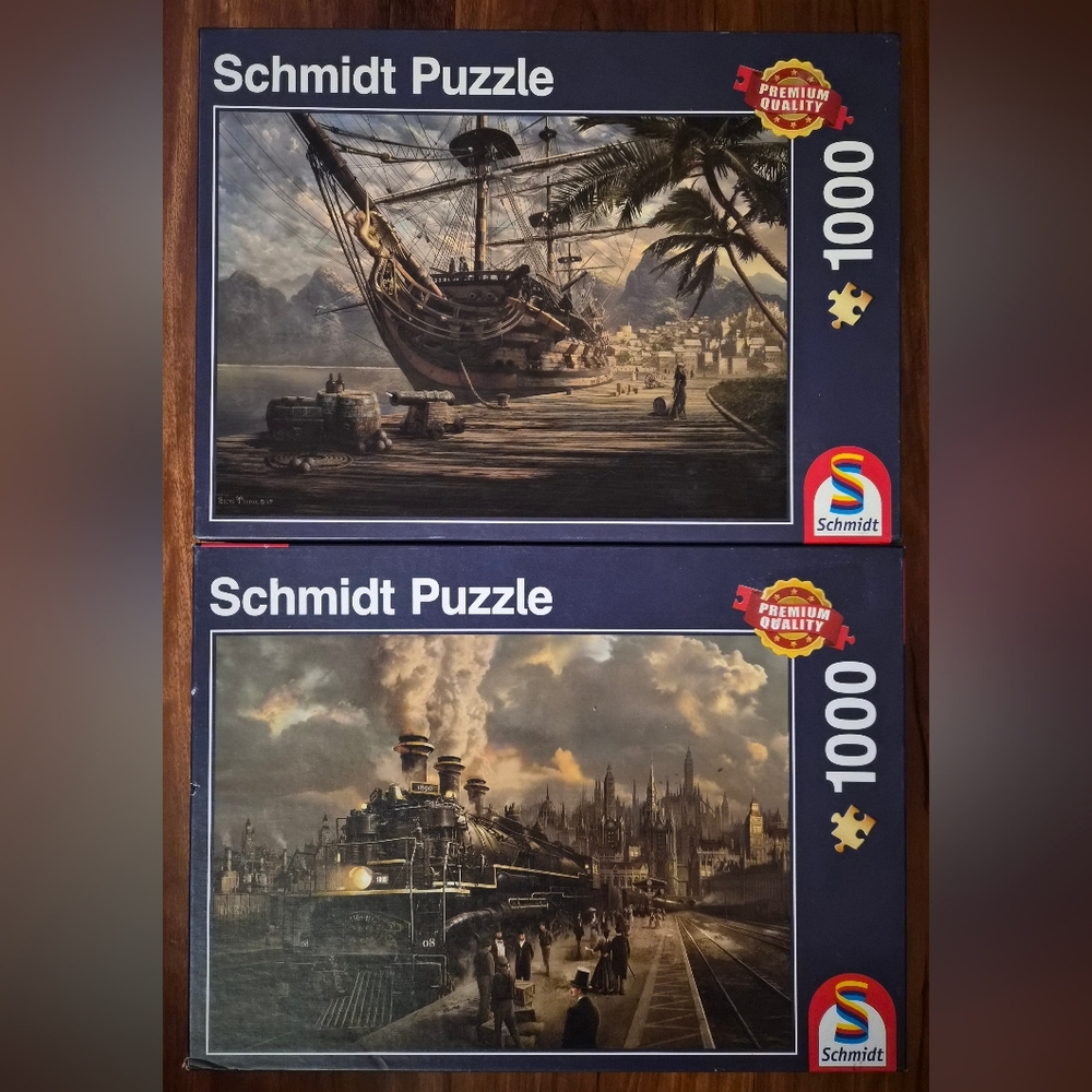 Schmidt Puzzle Bundle Of 1000-Pieces - Nautical and Steam Train Themes